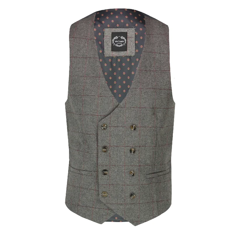 Kano - Grey Tweed Double Breasted Waistcoat