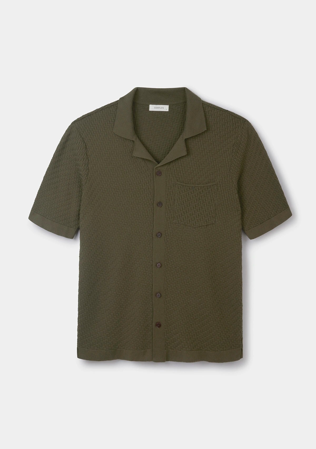 Olive Green Herringbone Knit Polo