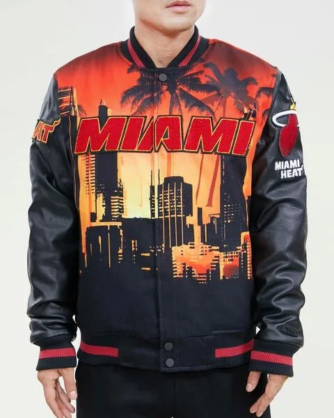 NBA MIAMI HEAT REMIX VARSITY MEN'S JACKET (BLACK)