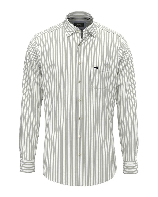 Fynch-Hatton Oxford Stripes Khaki Shirt