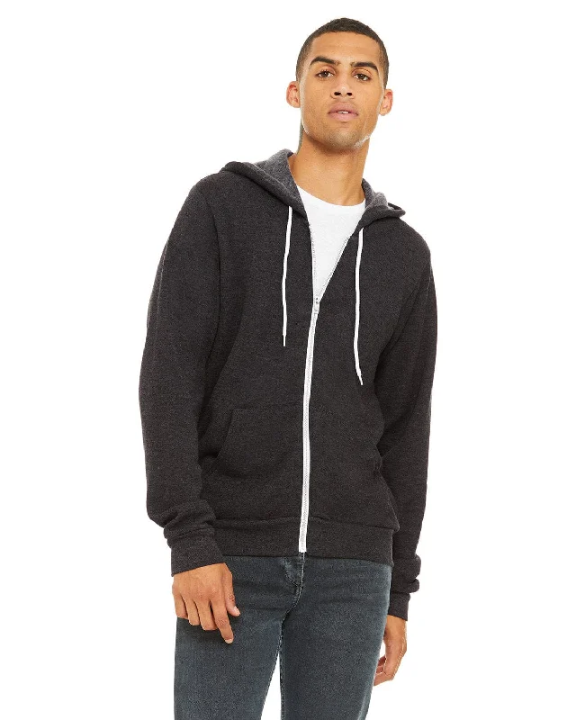 Bella+Canvas Unisex Poly-Cotton Fleece Full-Zip Hoodie | Dk Grey Heather