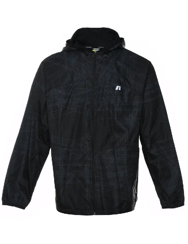 Russell Athletic Black & Grey Patterned Jacket - L