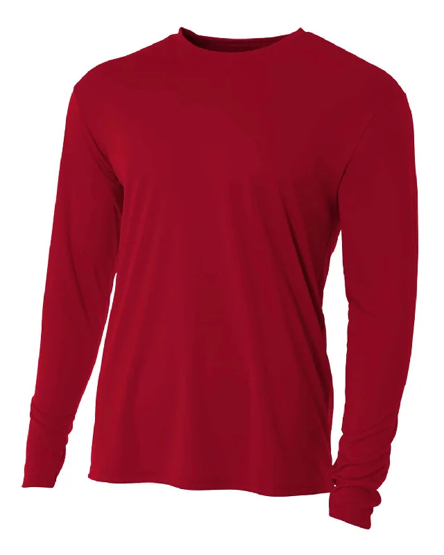 A4 Men's Cooling Performance Long Sleeve T-Shirt | Cardinal