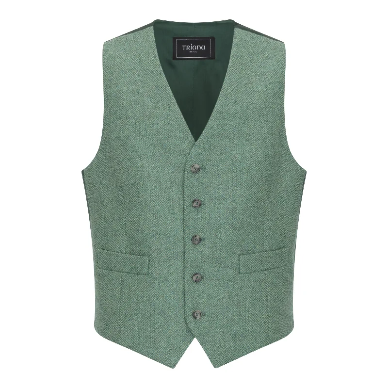 Light Green Herringbone Michael Irish Tweed Waistcoat