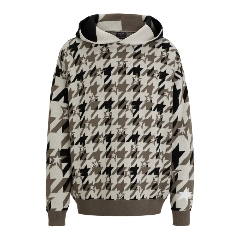 BOSS x Perfect Moment knitted-wool hoodie with houndstooth pattern