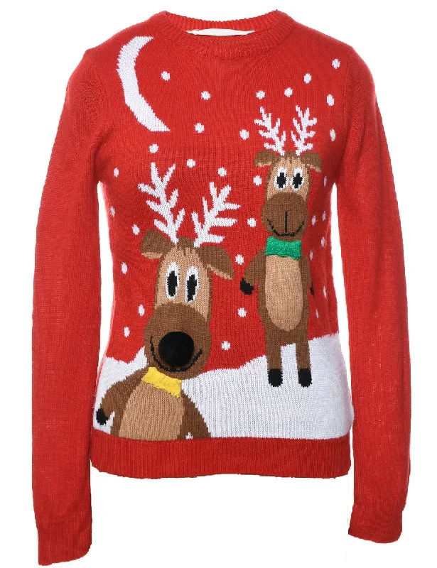 Reindeer Christmas Jumper - M