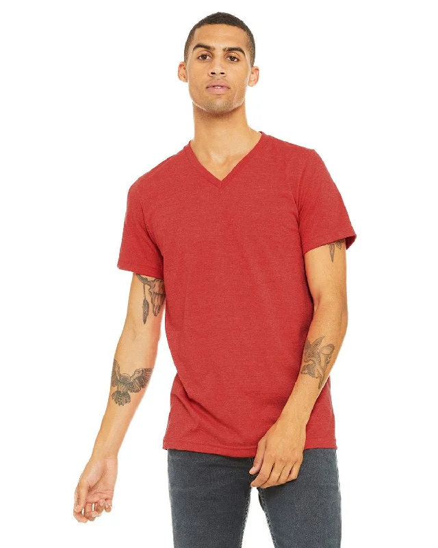 Bella+Canvas Unisex CVC Jersey V-Neck T-Shirt | Heather Red