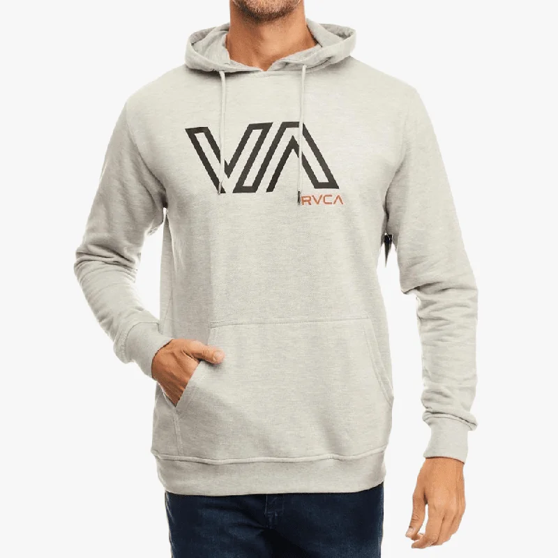 Rvca Mens Va Stencil Hoodie Grey Melange