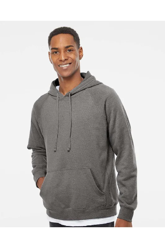 Independent Trading Co. Mens Special Blend Raglan Hooded Sweatshirt Hoodie w/ Pouch Pocket - Nickel Grey