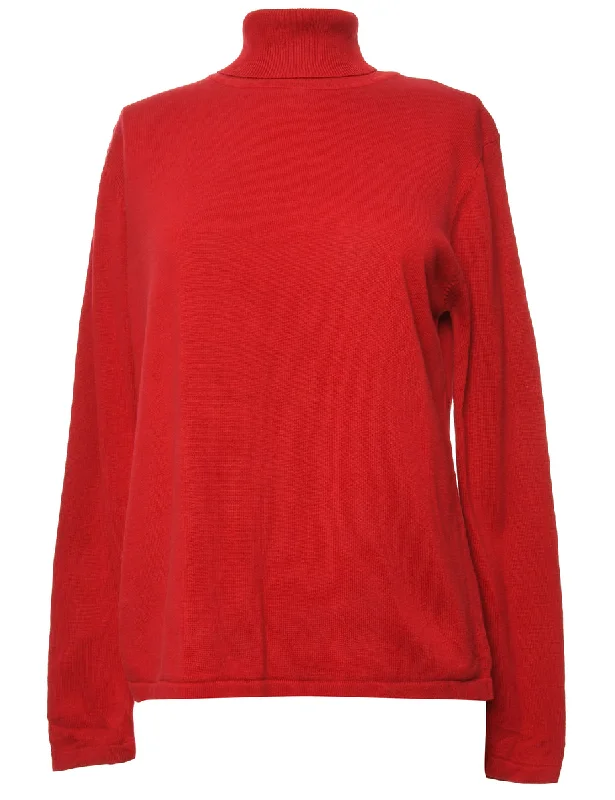 Red Turtleneck Jumper - M