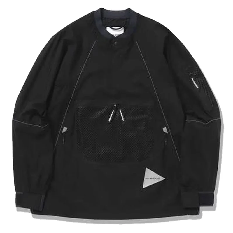 And Wander Breath Rip Pullover Jacket Black