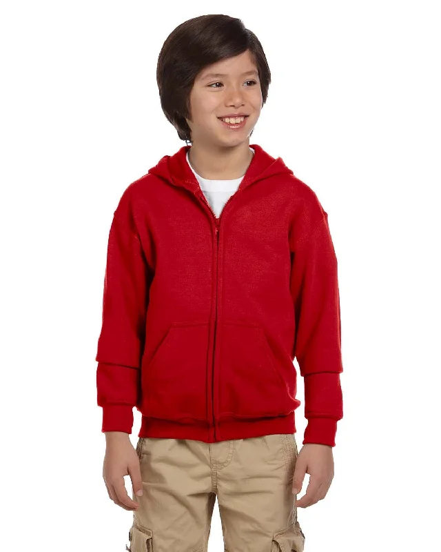 Gildan Youth Heavy Blend 50/50 Full-Zip Hooded Sweatshirt | Red