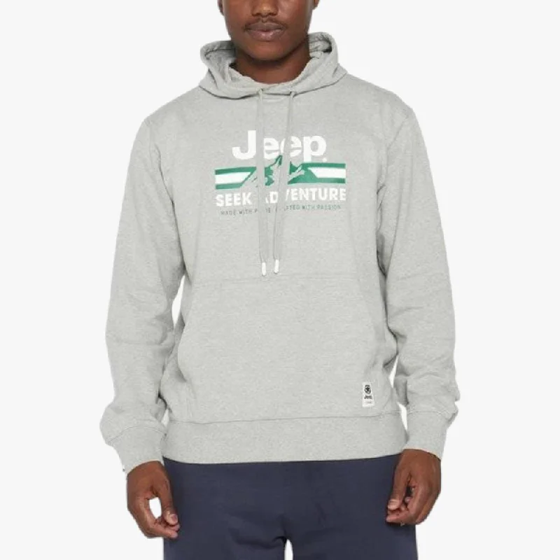 Jeep Mens Fleece Sweat Hoody Grey Mel