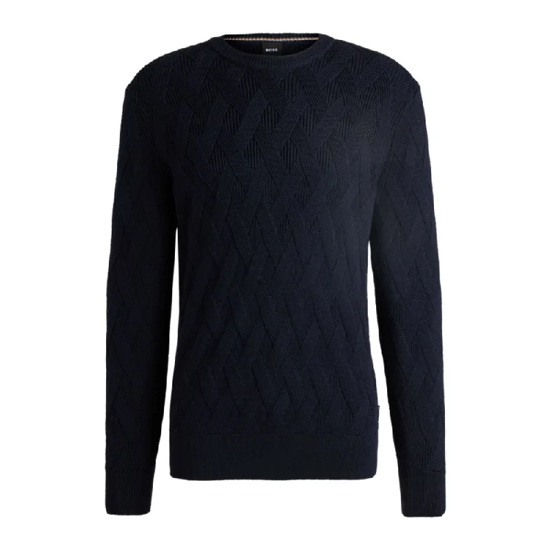 Wool regular-fit sweater with knitted structure