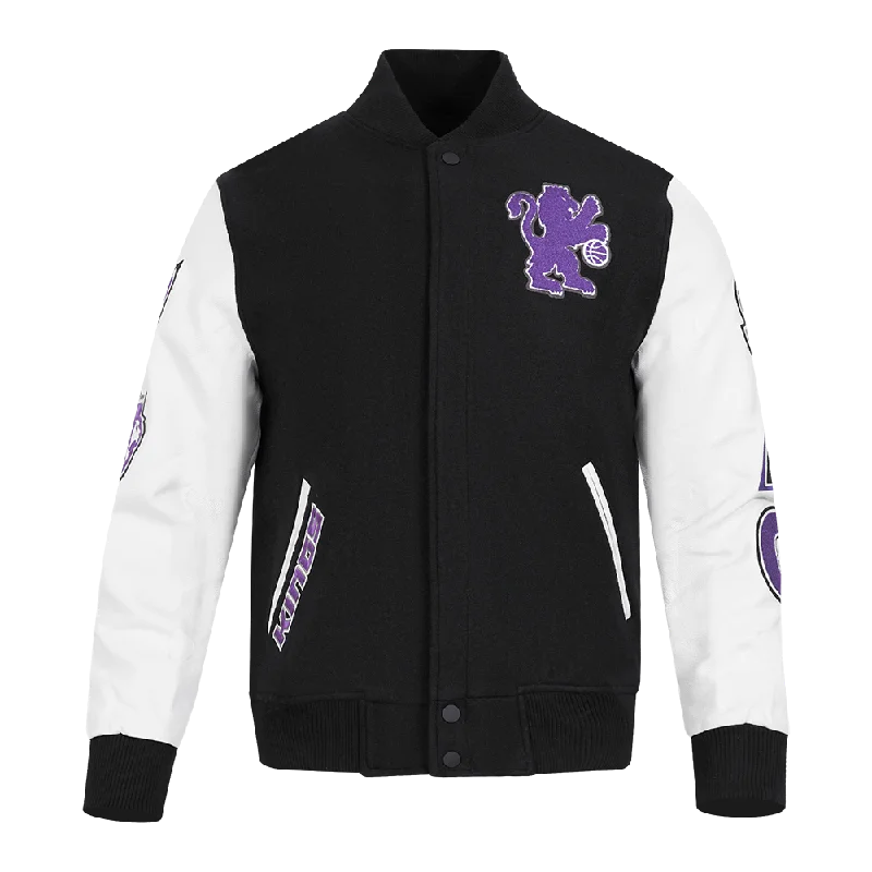 NBA SACRAMENTO KINGS CLASSIC WOOL MEN'S VARSITY JACKET (BLACK/WHITE)