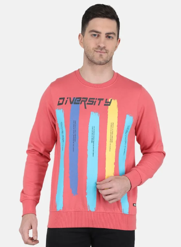 Final Clearance Men Peach Solid Sweatshirt