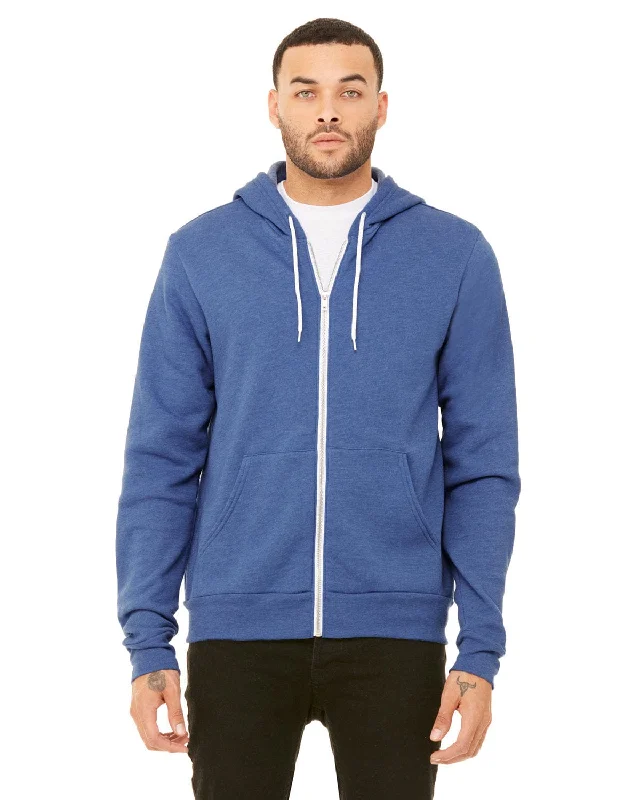 Bella+Canvas Unisex Poly-Cotton Fleece Full-Zip Hoodie | Heather Tru Royl