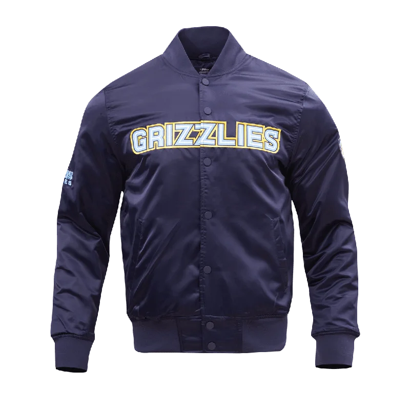 NBA MEMPHIS GRIZZLIES BIG LOGO MEN'S SATIN JACKET (MIDNIGHT NAVY)