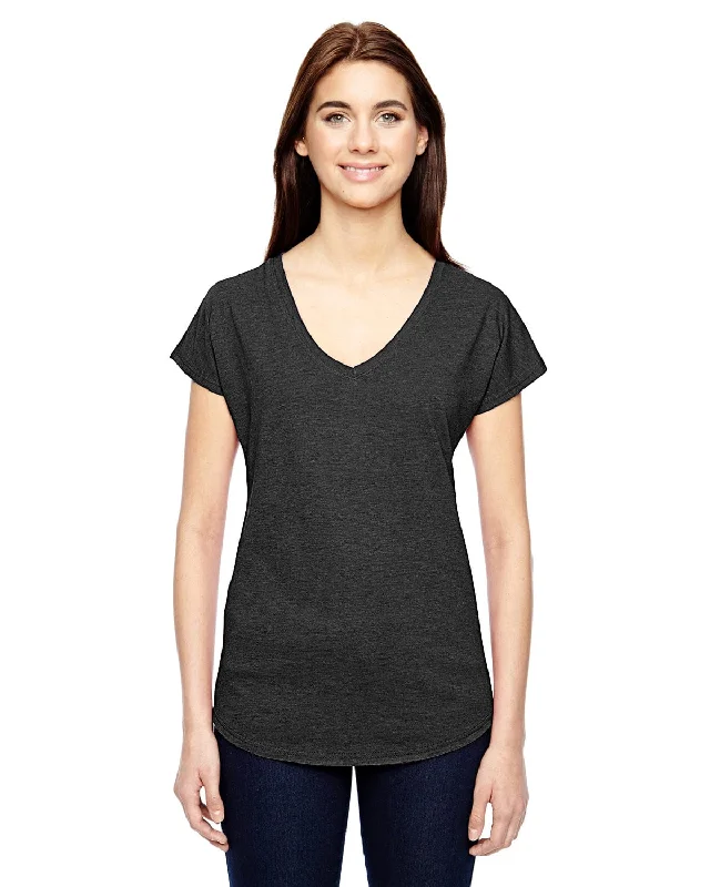 Anvil Ladies Triblend V-Neck T-Shirt | Heather Dk Grey