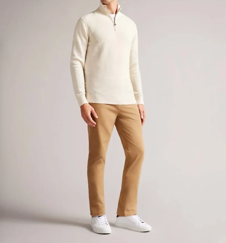 Men's Meaddo Funnel Neck Half Zip Sweater In Natural