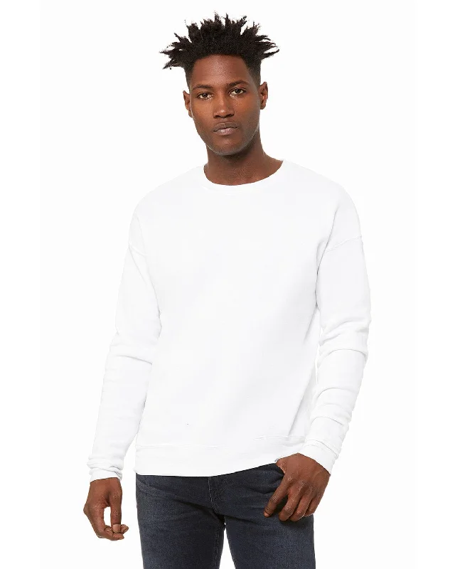 Bella+Canvas Unisex Drop Shoulder Fleece Crewneck Sweatshirt | Dtg White