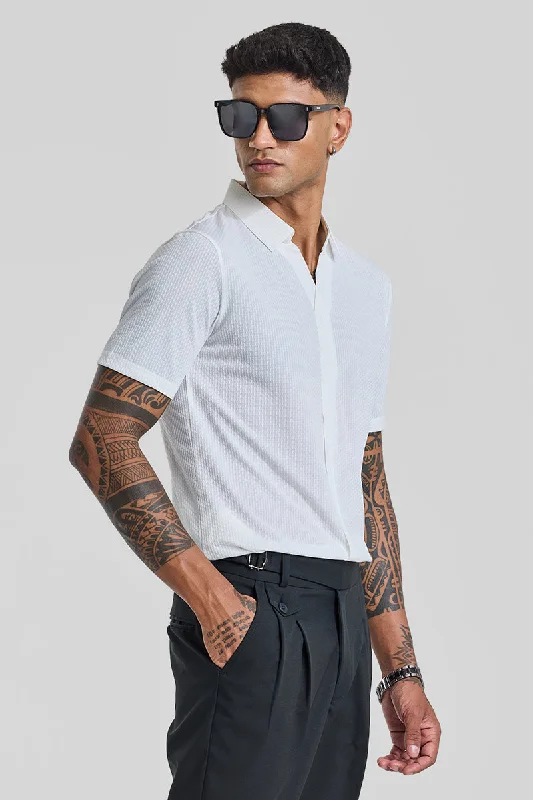 White Textured Polo T-Shirt