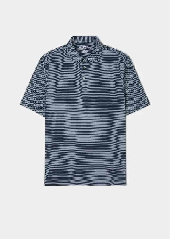 Waterbeach Striped Polo Shirt In Navy - Sports Fit