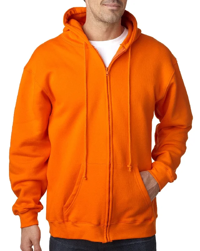 Bayside USA Made Hooded Full-Zip Fleece | Bright Orange