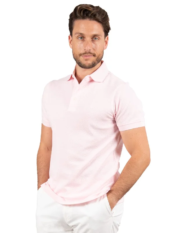 Pink Popcorn Textured Polo Shirt