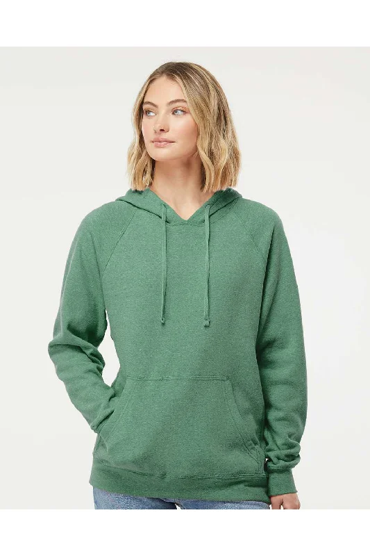 Independent Trading Co. Mens Special Blend Raglan Hooded Sweatshirt Hoodie w/ Pouch Pocket - Sea Green