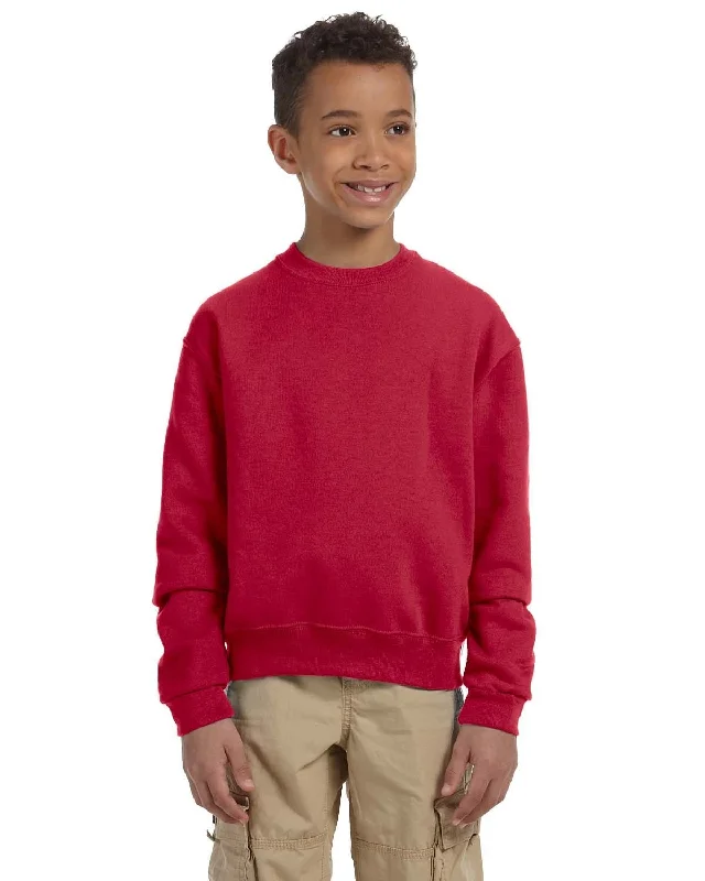 Jerzees Youth Light-Weight Crewneck Sweatshirt | True Red