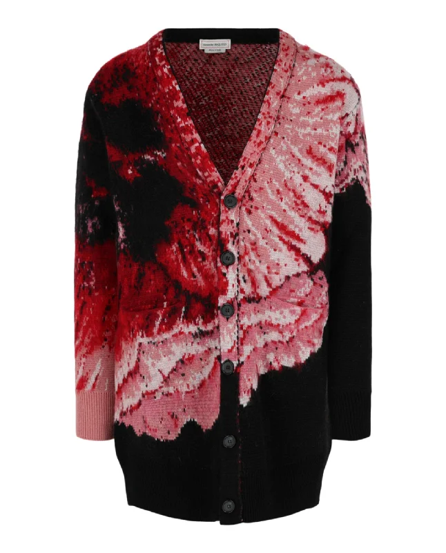 Flower Jacquard Oversized Cardigan Sweater