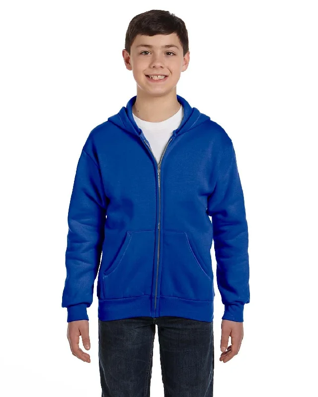 Hanes Youth 50/50 Full-Zip Hoodie Sweatshirt | Deep Royal