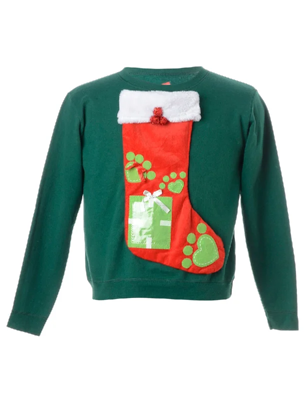 Reworked Novelty Christmas Sweatshirt - L