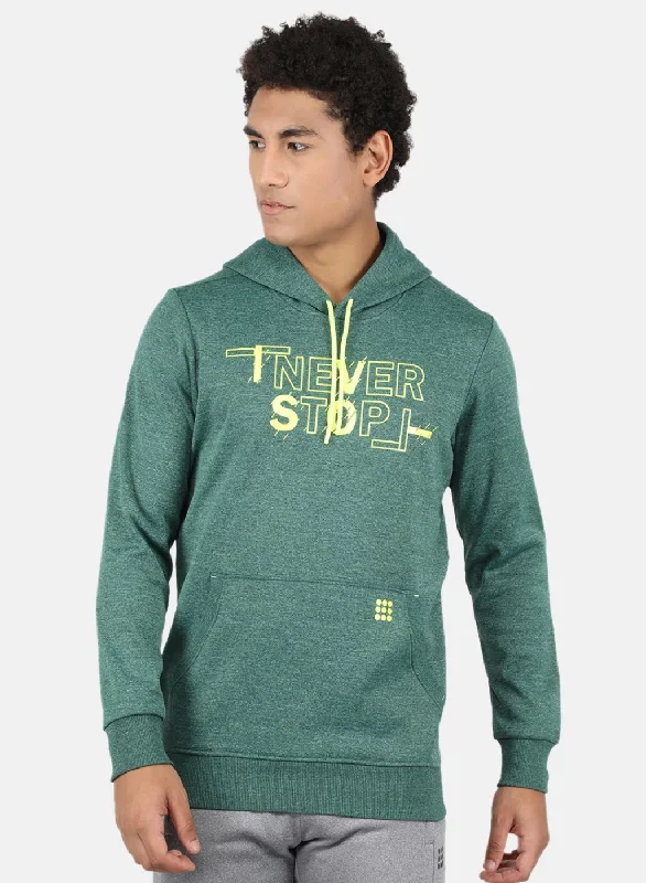 New Deal Men Green Printed Sweatshirt