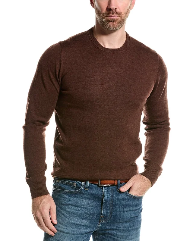 Mette mens  Merino Wool Crewneck Sweater, l, Brown