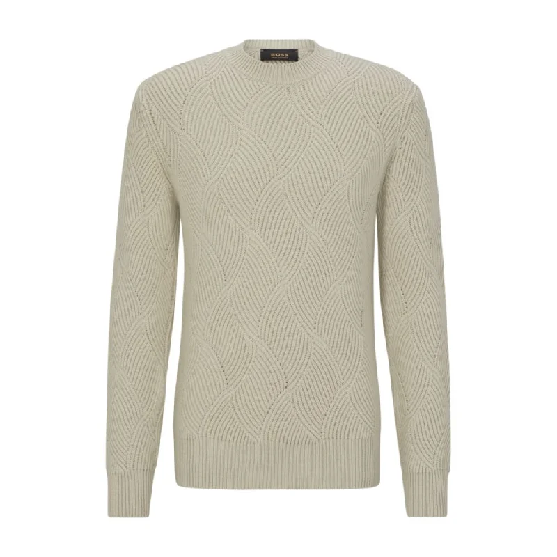 Mixed-structure sweater in virgin wool and cashmere