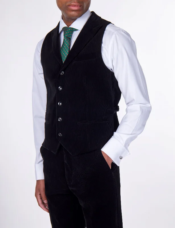 BLACK CORDUROY WAISTCOAT