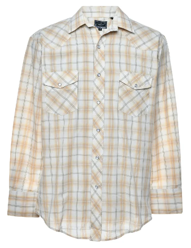 Roper Grey & Cream Long Sleeved Checked Shirt - L