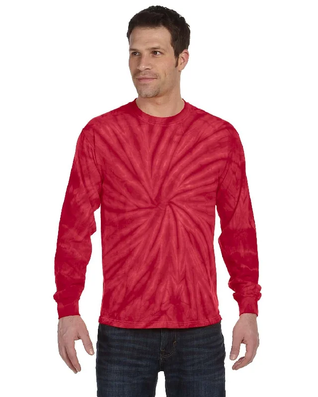 Tie-Dye 100% Cotton Long Sleeve Tie-Dyed T-Shirt | Spider Red