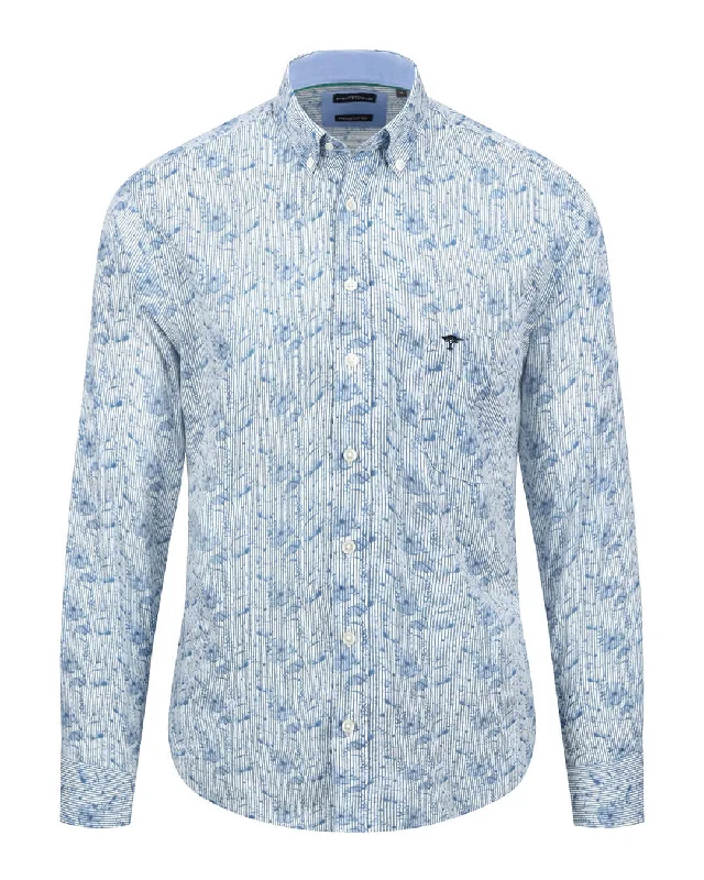 Fynch-Hatton Premium Flower Prints Blue Shirt