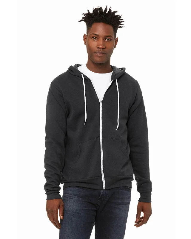 Bella+Canvas Unisex Poly-Cotton Fleece Full-Zip Hoodie | Dtg Dark Grey