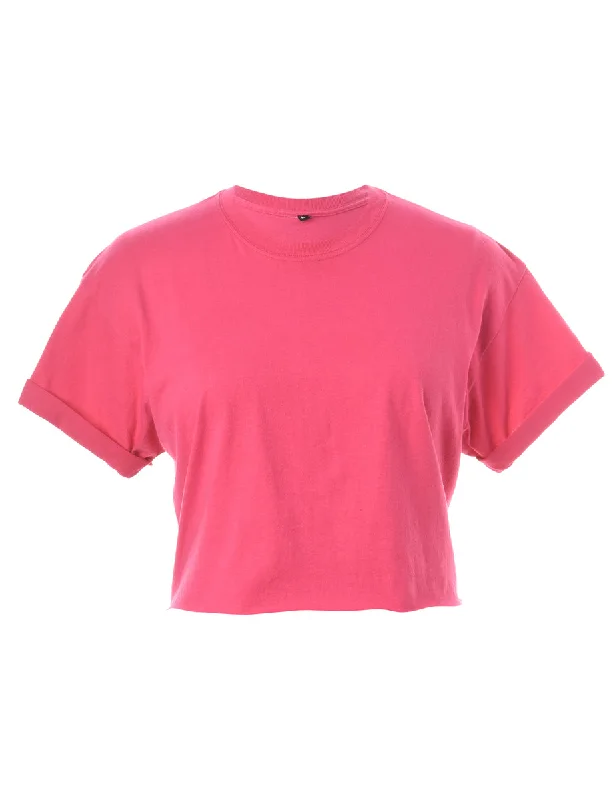 Reworked Bell Cropped Roll Sleeve T-Shirt - L