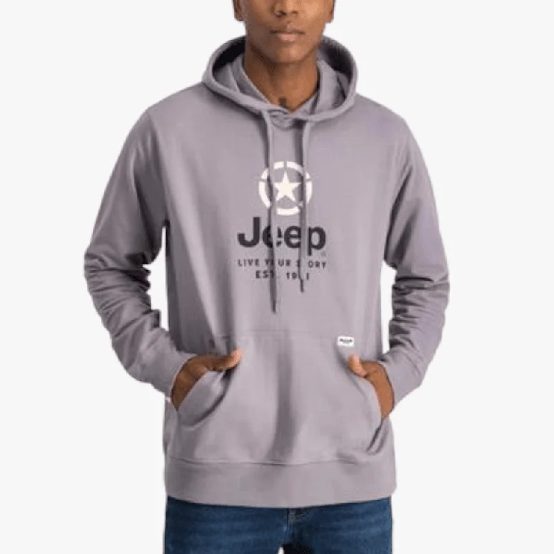 Jeep Mens Fleece Sweater Hood Zinc