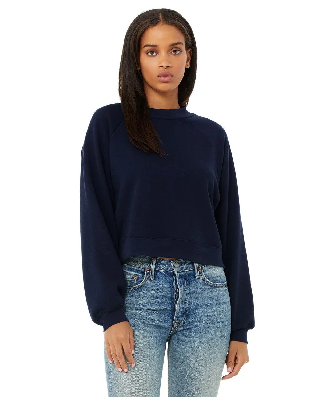 Bella+Canvas Ladie's Raglan Pullover Fleece Crewneck Sweatshirt | Navy