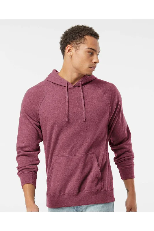 Independent Trading Co. Mens Special Blend Raglan Hooded Sweatshirt Hoodie w/ Pouch Pocket - Crimson Red