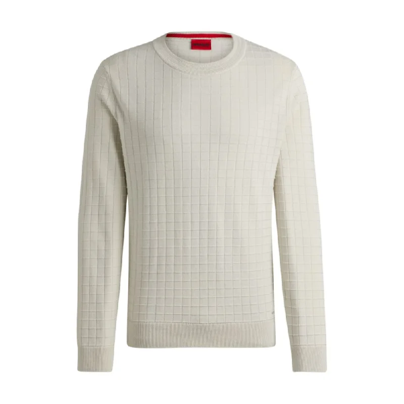 Grid-pattern regular-fit sweater in cotton