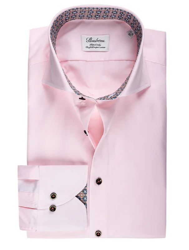 Pink Contrast Inlay Fitted Shirt