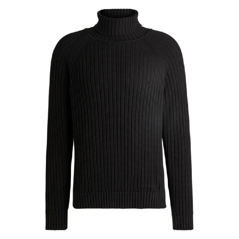 Rollneck relaxed-fit sweater in ribbed cotton