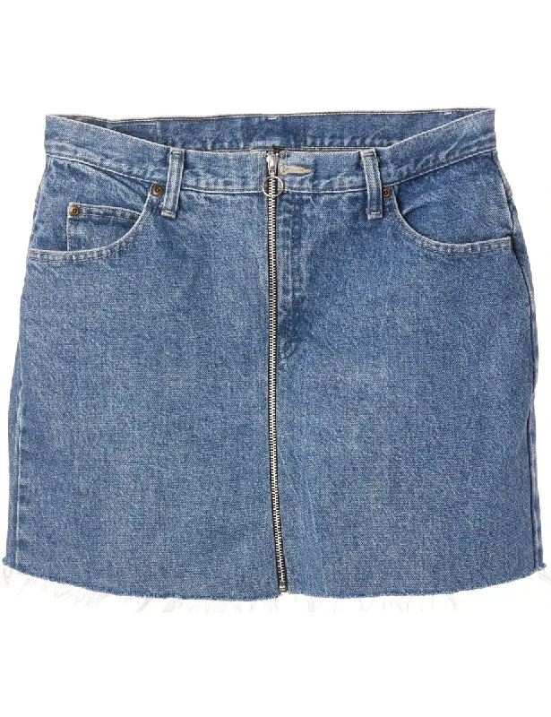 Reworked Zip Front Denim Skirt